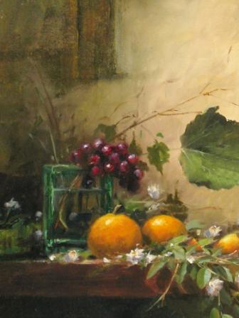 Green Jar, Grapes and Mandarins